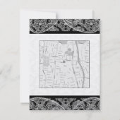 Monogram Black Damask Wedding Direction Kaart (Achterkant)