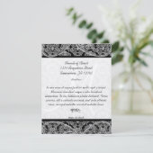 Monogram Black Damask Wedding Direction Kaart (Staand voorkant)