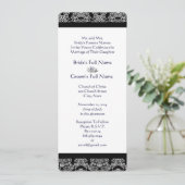 Monogram Black Damask Wedding Invitations Kaart (Staand voorkant)