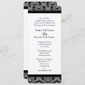 Monogram Black Damask Wedding Invitations Kaart (Voorkant / Achterkant)