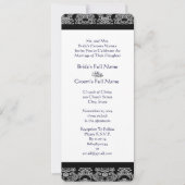 Monogram Black Damask Wedding Invitations Kaart (Voorkant)
