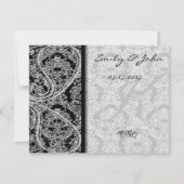 Monogram Black Damask Wedding Table Number Kaarten (Voorkant)