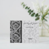 Monogram Black Damask Wedding Table Number Kaarten (Staand voorkant)