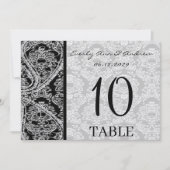Monogram Black Damask Wedding Table Number Kaarten (Voorkant)