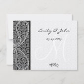 Monogram Black Damask Wedding Table Number Kaarten (Voorkant)