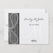 Monogram Black Damask Wedding Table Number Kaarten (Achterkant)
