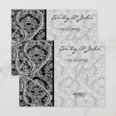 Monogram Black Damask Wedding Table Number Kaarten (Voorkant / Achterkant)