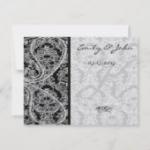 Monogram Black Damask Wedding Table Number Kaarten (Achterkant)