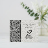 Monogram Black Damask Wedding Table Number Kaarten (Staand voorkant)