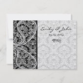 Monogram Black Damask Wedding Table Number Kaarten (Voorkant)
