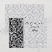 Monogram Black Damask Wedding Table Number Kaarten (Voorkant / Achterkant)