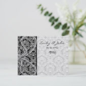 Monogram Black Damask Wedding Table Number Kaarten (Staand voorkant)