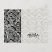 Monogram Black Damask Wedding Table Number Kaarten (Achterkant)
