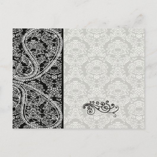 Monogram Black Damask Wedding Table Number Kaarten (Achterkant)