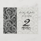 Monogram Black Damask Wedding Table Number Kaarten (Voorkant)