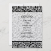 Monogram Black Damask Wedding Uitnodiging (Voorkant)