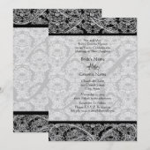 Monogram Black Damask Wedding Uitnodiging (Voorkant / Achterkant)