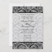 Monogram Black Damask Wedding Uitnodiging (Voorkant)