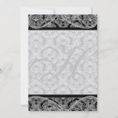 Monogram Black Damask Wedding Uitnodiging (Achterkant)
