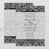 Monogram Black Damask Wedding Uitnodiging (Voorkant / Achterkant)