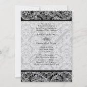 Monogram Black Damask Wedding Uitnodiging (Voorkant)