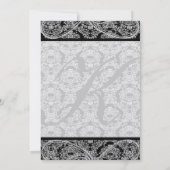 Monogram Black Damask Wedding Uitnodiging (Achterkant)