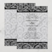Monogram Black Damask Wedding Uitnodiging (Voorkant / Achterkant)