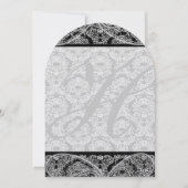 Monogram Black Damask Wedding Uitnodiging (Voorkant)