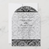 Monogram Black Damask Wedding Uitnodiging (Achterkant)