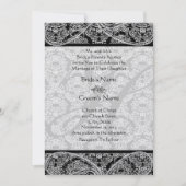 Monogram Black Damask Wedding Uitnodiging (Voorkant)
