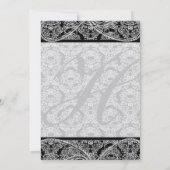 Monogram Black Damask Wedding Uitnodiging (Achterkant)