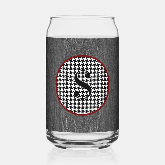 Monogram | Black Denim, Circle Houndstooth Lijst Blikvorm Glas (Voorkant)