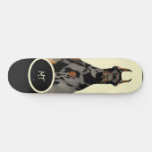 monogram Black Doberman Pincher Black & Tan Persoonlijk Skateboard (Horizontaal)