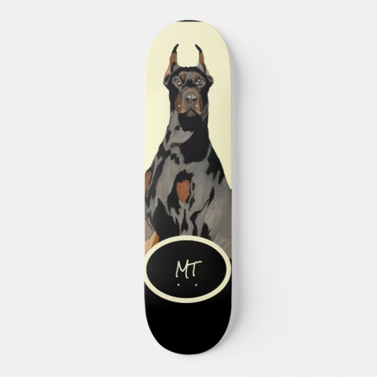 monogram Black Doberman Pincher Black & Tan Persoonlijk Skateboard (Voorkant)