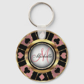 Monogram Black, Dusty Roos & Gold Las Vegas Style Sleutelhanger (Voorkant)