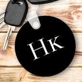 Monogram Black Elegant Classic Monogrammed Initial Sleutelhanger