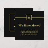 Monogram Black en Faux Gold Moving Announge Aankondiging (Voorkant / Achterkant)
