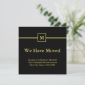 Monogram Black en Faux Gold Moving Announge Aankondiging (Staand voorkant)