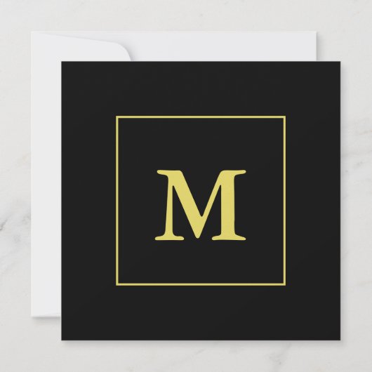 Monogram Black en Faux Gold Moving Announge Aankondiging (Achterkant)