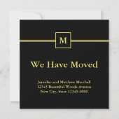 Monogram Black en Faux Gold Moving Announge Aankondiging (Voorkant)