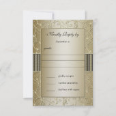 Monogram Black en Gold Floral Swirl Wedding Kaart (Voorkant)