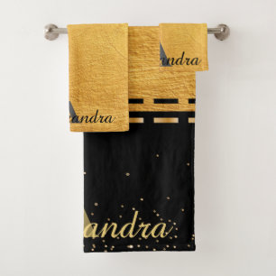 Monogram Black en Gold Luxury design Bad Handdoek