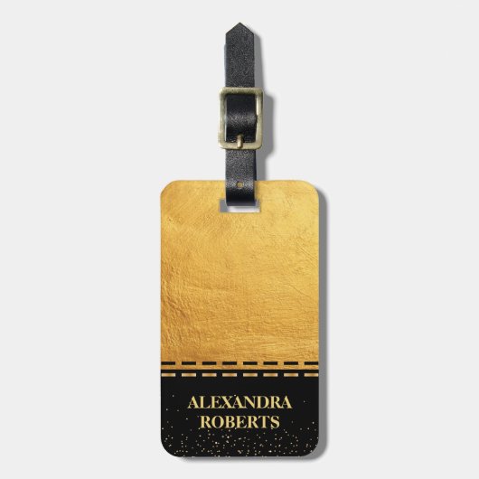 Monogram Black en Gold Luxury design Bagagelabel (Voorkant verticaal)