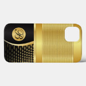 Monogram Black en Gold Metallic Mesh Case-Mate iPhone Case (Achterkant (horizontaal))