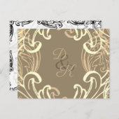 Monogram Black en Gold  Rsvp Briefkaart (Voorkant / Achterkant)