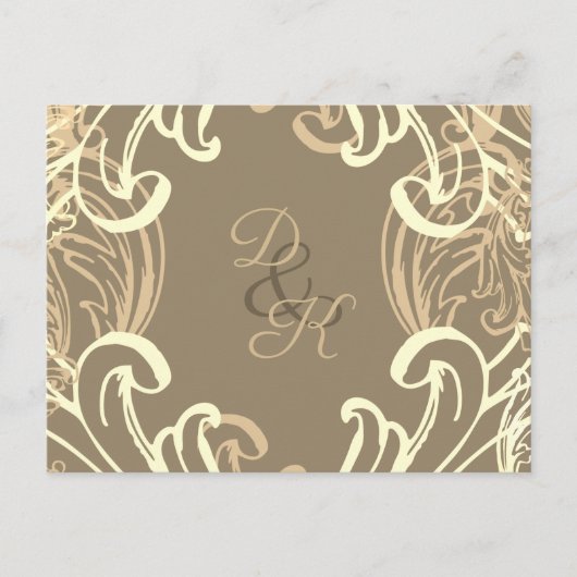 Monogram Black en Gold  Rsvp Briefkaart (Voorkant)