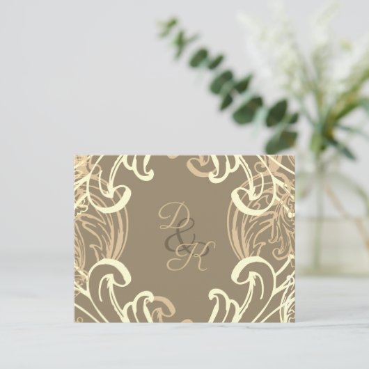 Monogram Black en Gold  Rsvp Briefkaart (Staand voorkant)