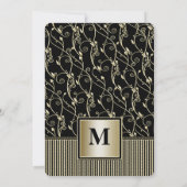 Monogram Black en Gold Swirl Wedding Kaart (Achterkant)