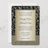 Monogram Black en Gold Swirl Wedding Kaart (Voorkant)