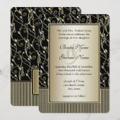 Monogram Black en Gold Swirl Wedding Kaart (Voorkant / Achterkant)